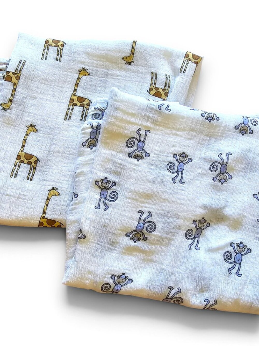 Aden + Anais Muslin Cotton Swaddle Blankets Lot of 2 Monkey Giraffe Zoo Animals